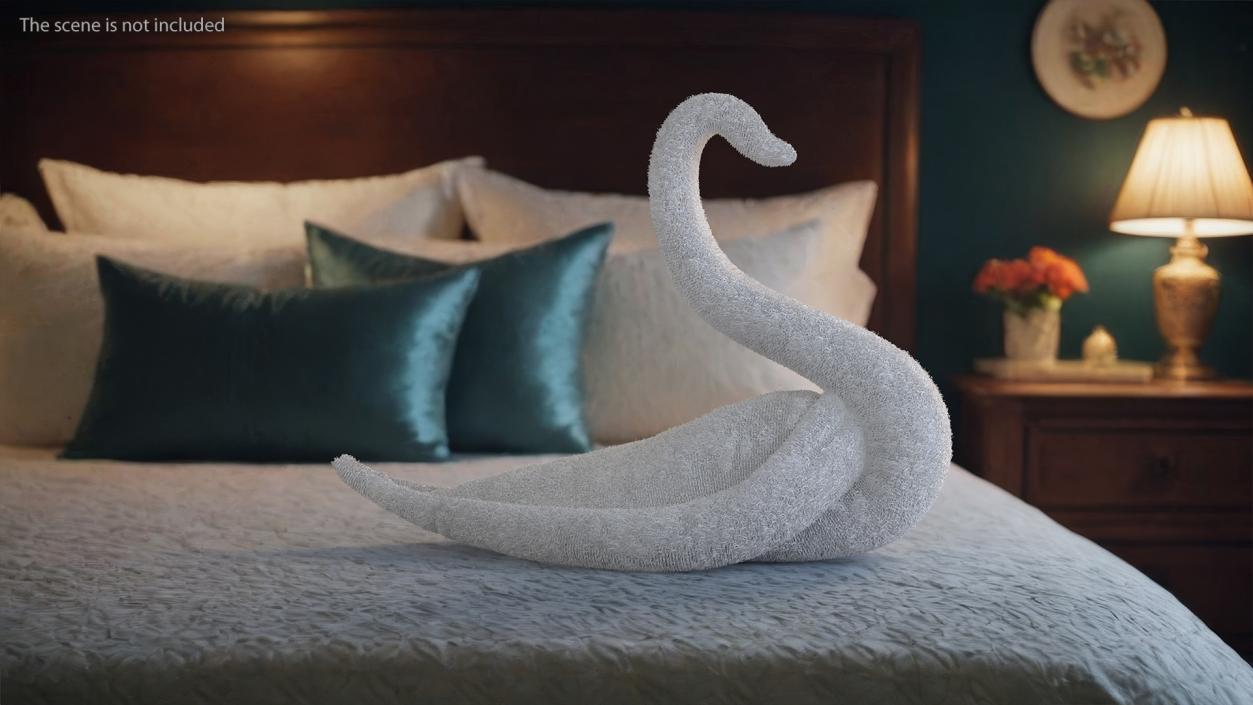 3D model Towel Swan with Folded Wings White Fur 2