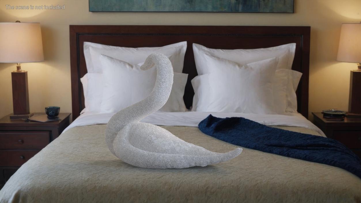 3D model Towel Swan with Folded Wings White Fur 2