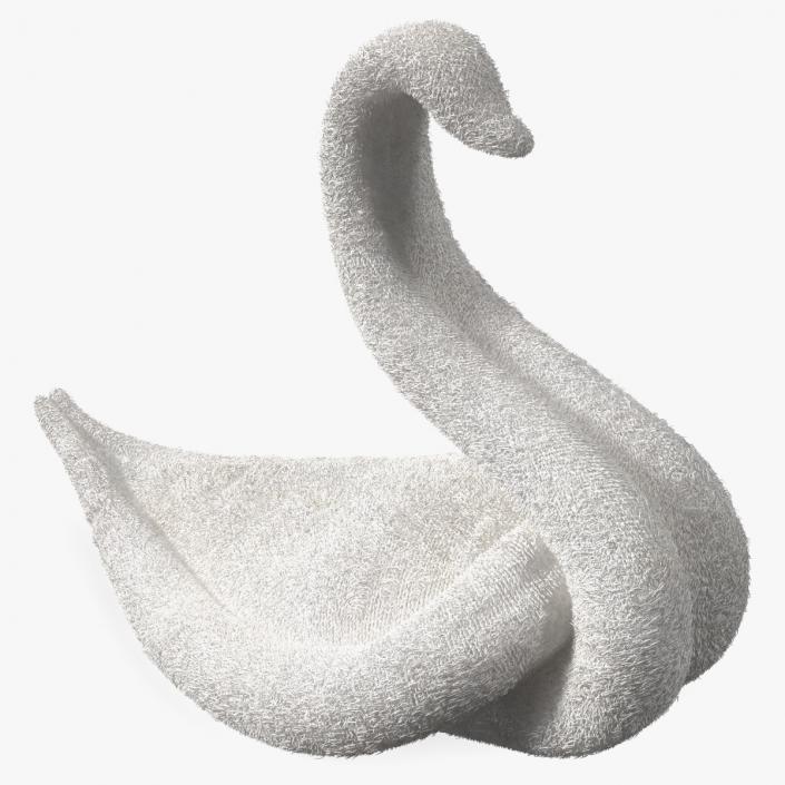 3D model Towel Swan with Folded Wings White Fur 2