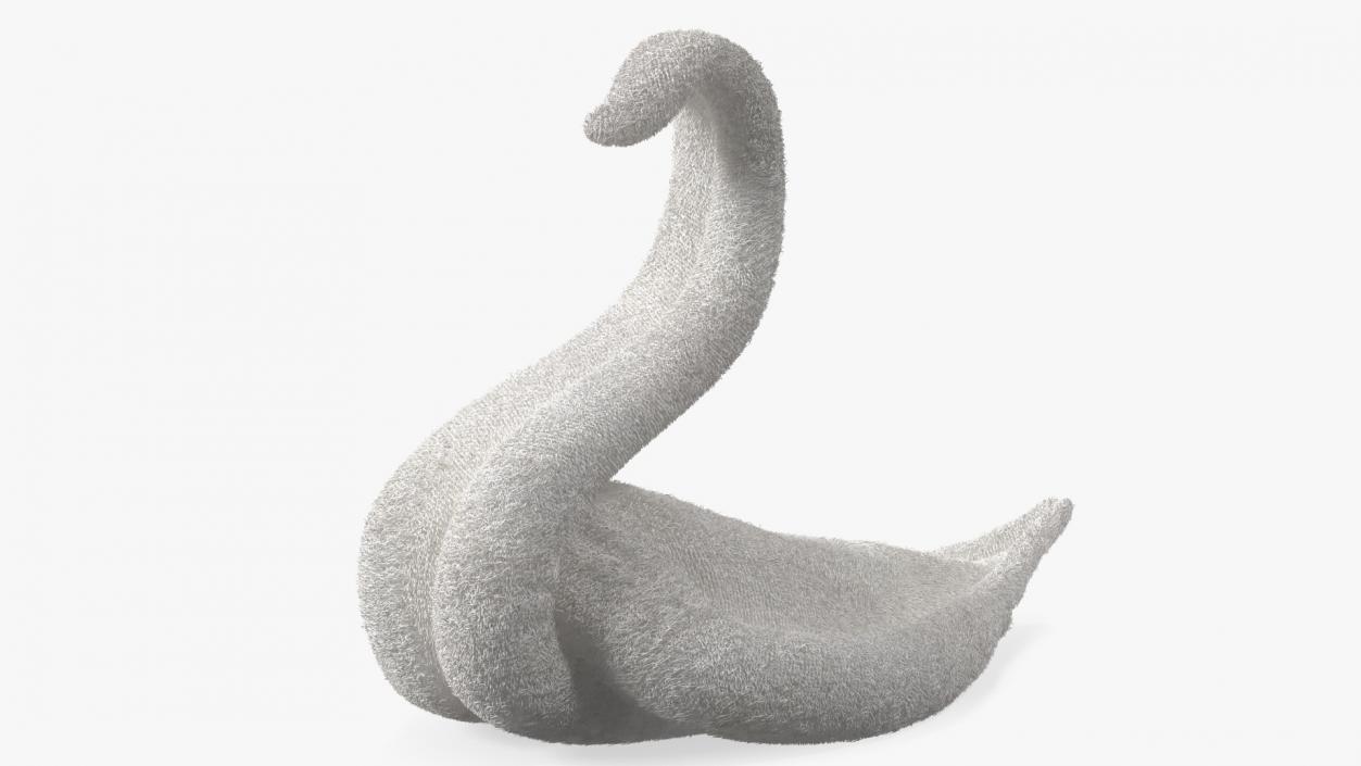 3D model Towel Swan with Folded Wings White Fur 2