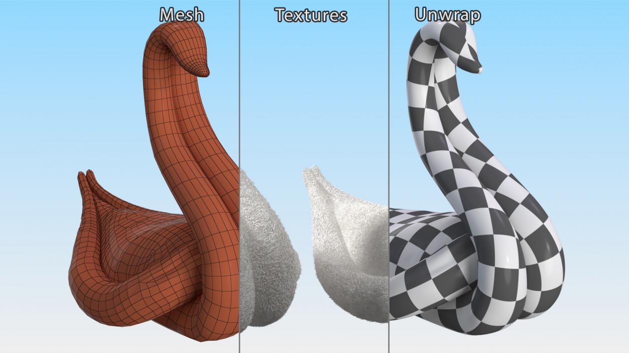 3D model Towel Swan with Folded Wings White Fur 2