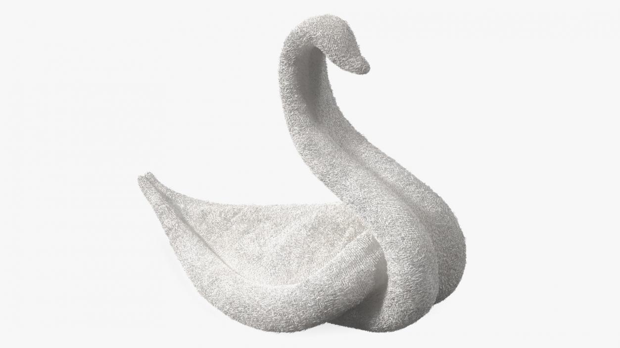 3D model Towel Swan with Folded Wings White Fur 2