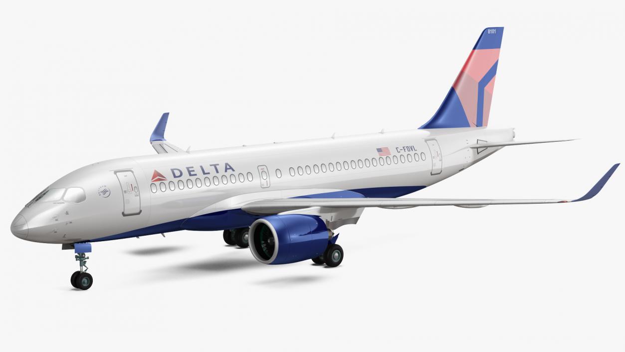 Airbus A220 100 Delta Simple Interior 3D