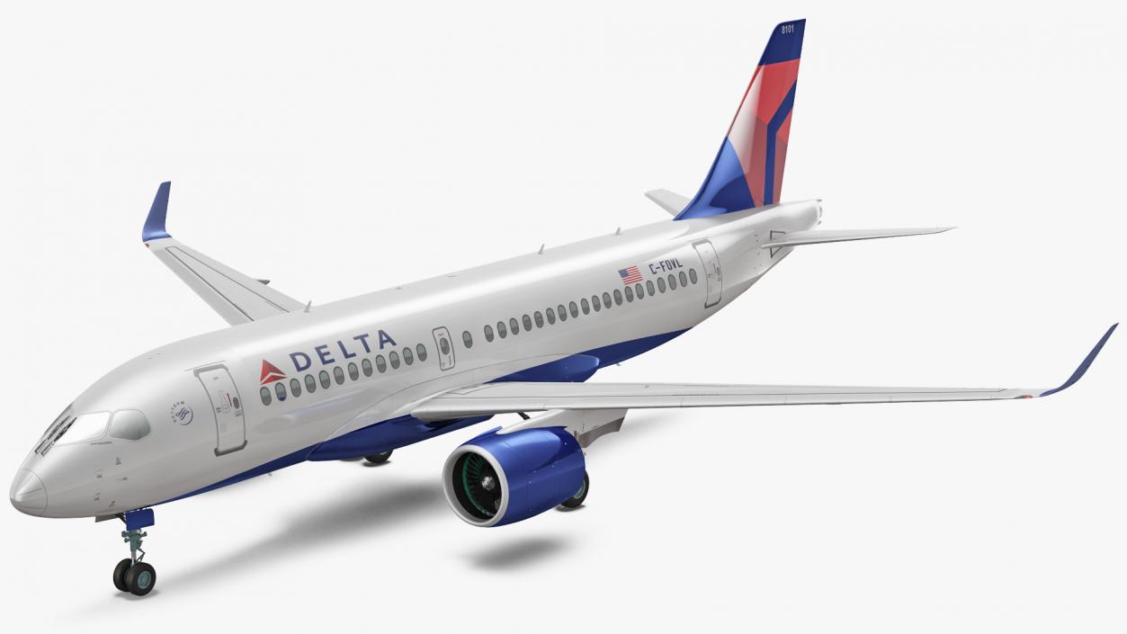 Airbus A220 100 Delta Simple Interior 3D