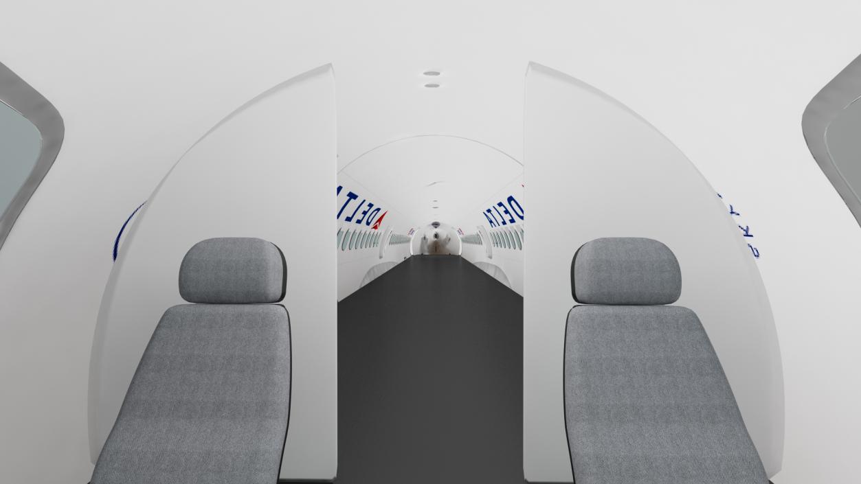 Airbus A220 100 Delta Simple Interior 3D