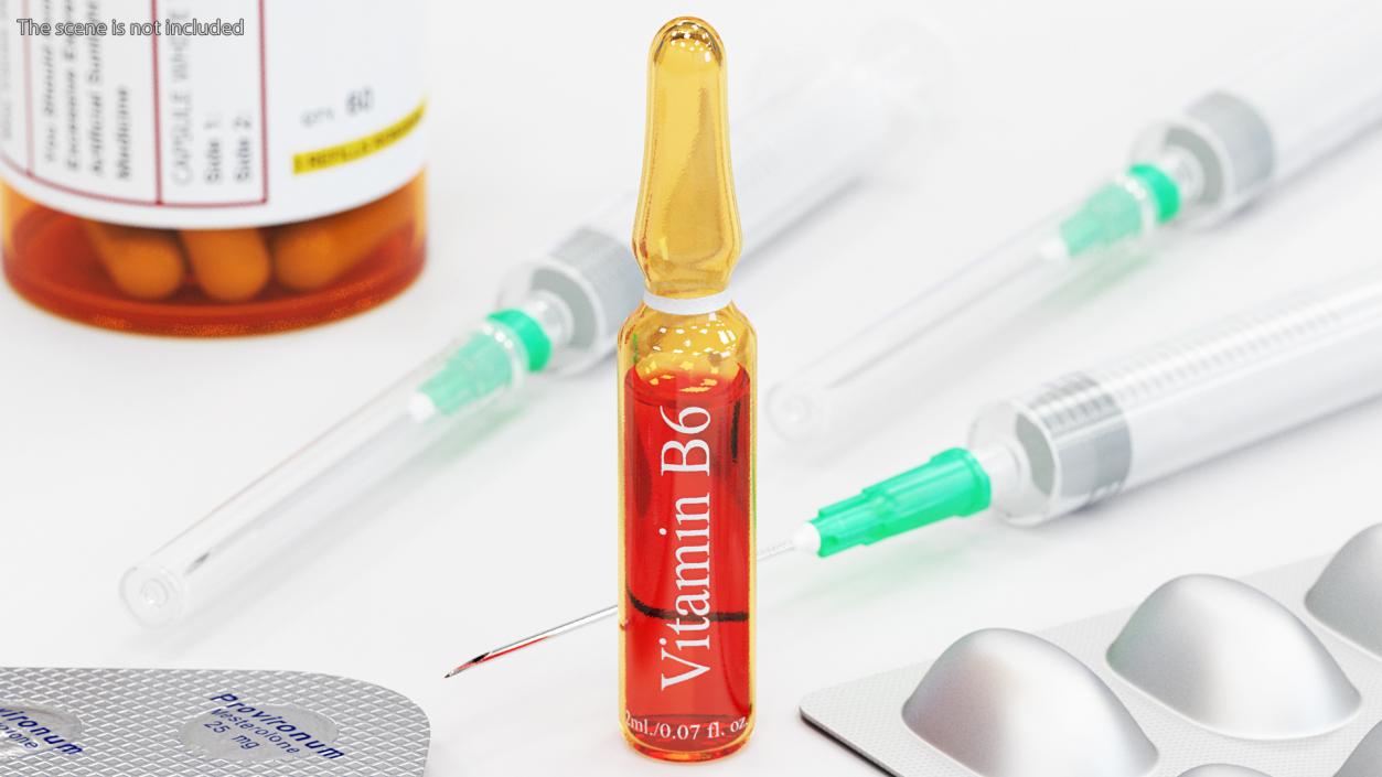 Vitamin B6 Pyridoxine 2ml Amber Ampoule 3D model