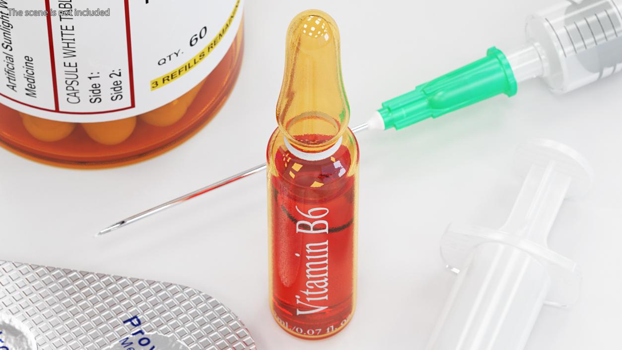 Vitamin B6 Pyridoxine 2ml Amber Ampoule 3D model