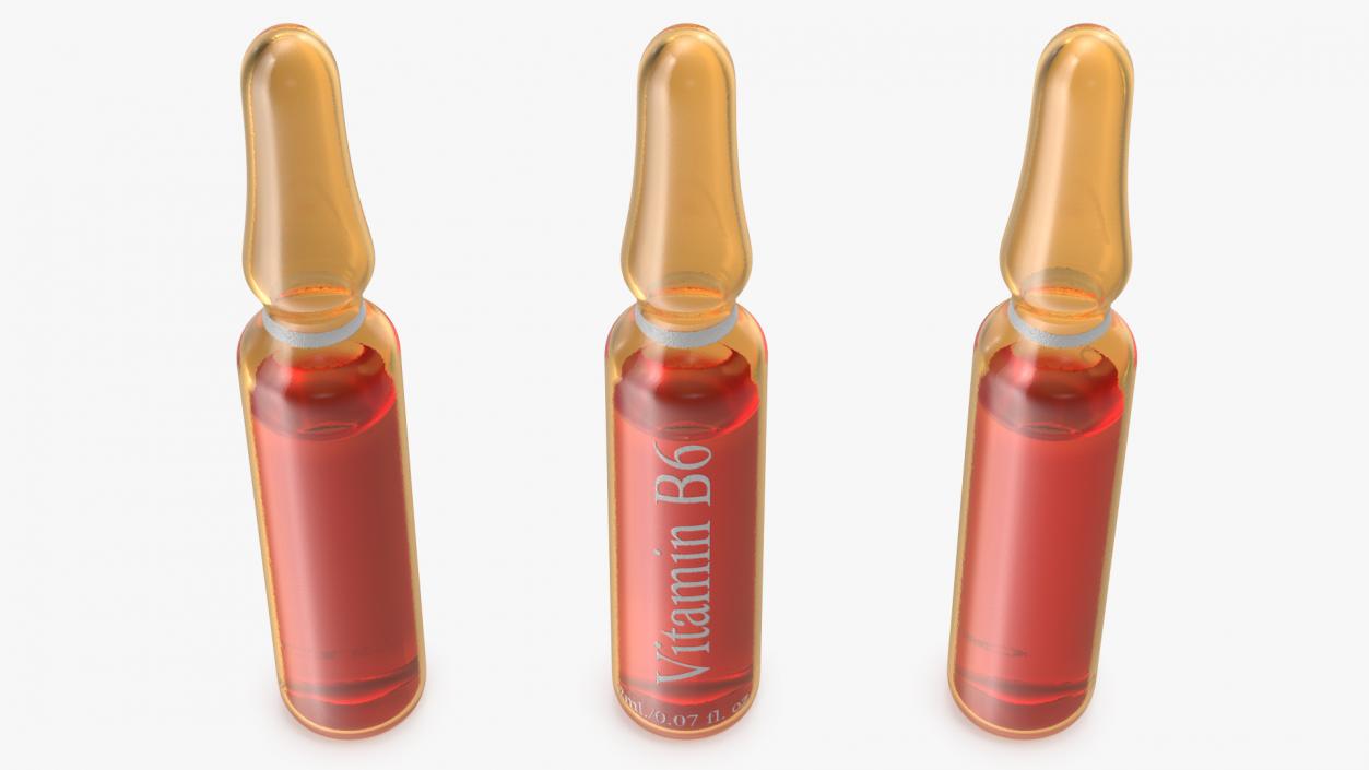 Vitamin B6 Pyridoxine 2ml Amber Ampoule 3D model