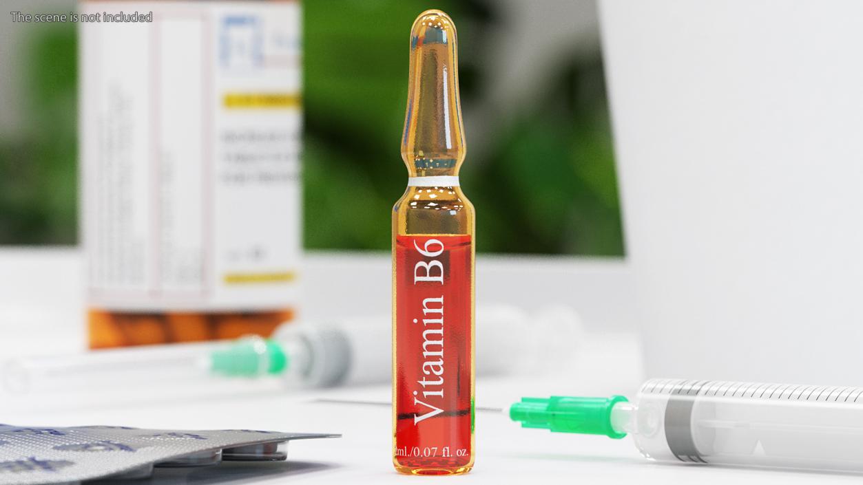 Vitamin B6 Pyridoxine 2ml Amber Ampoule 3D model