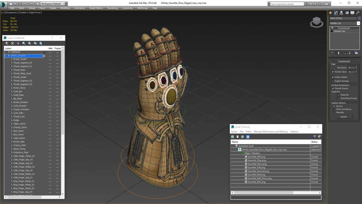 3D Infinity Gauntlet Glow Rigged for Maya model