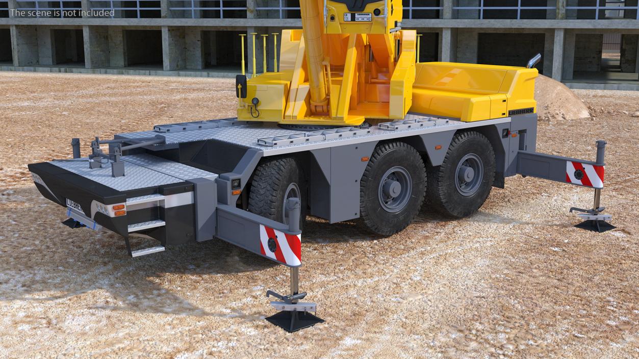 Mobile Crane Liebherr with Concrete Barriers 3D model