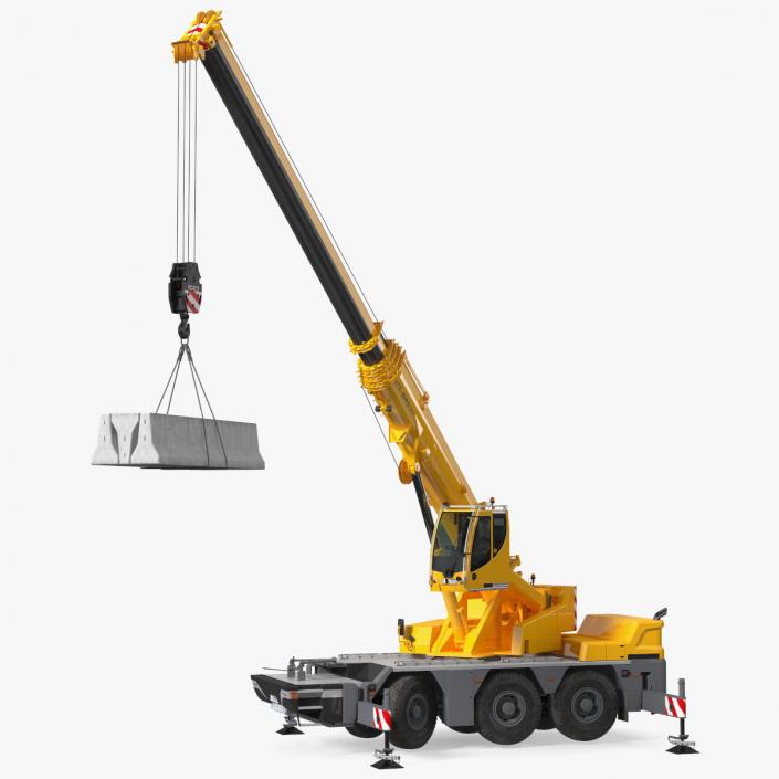 Mobile Crane Liebherr with Concrete Barriers 3D model