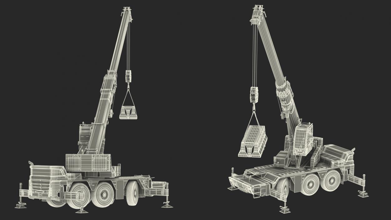 Mobile Crane Liebherr with Concrete Barriers 3D model