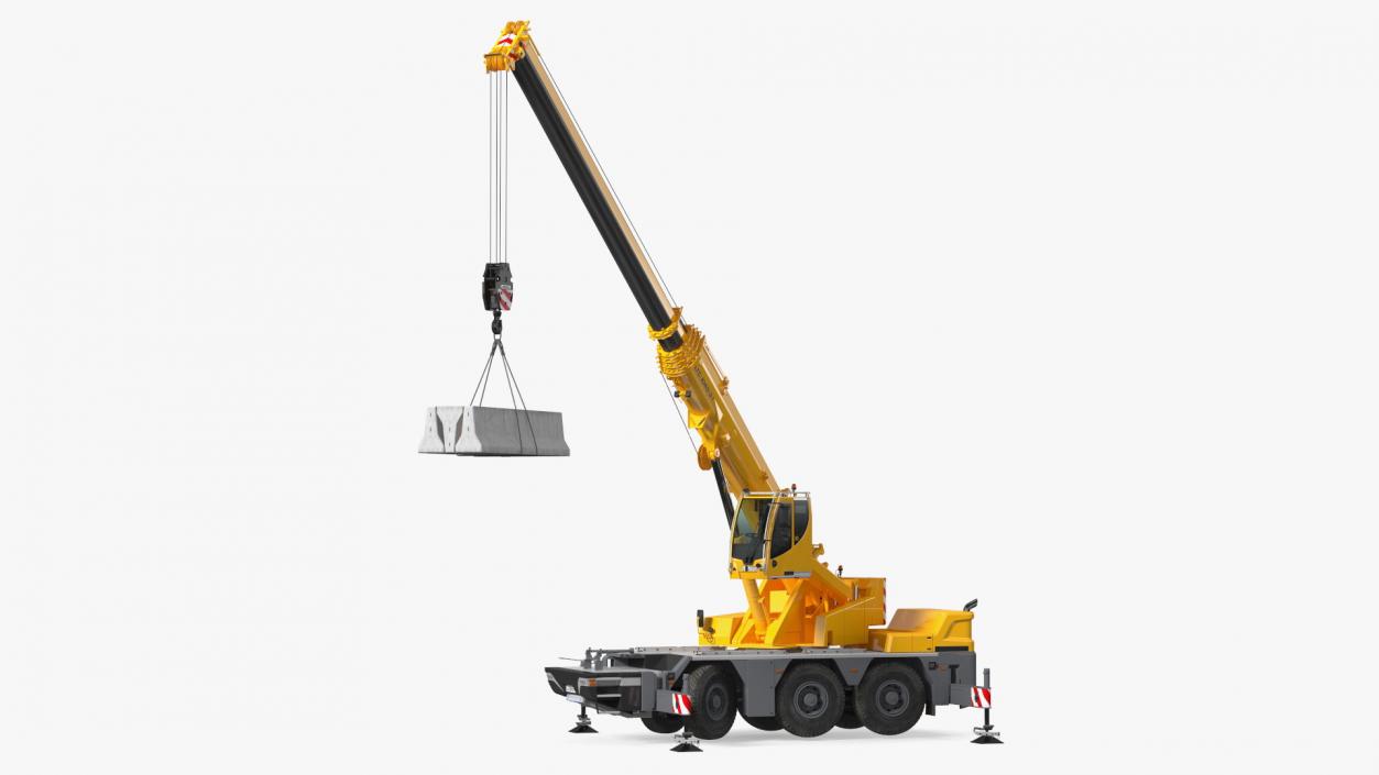 Mobile Crane Liebherr with Concrete Barriers 3D model