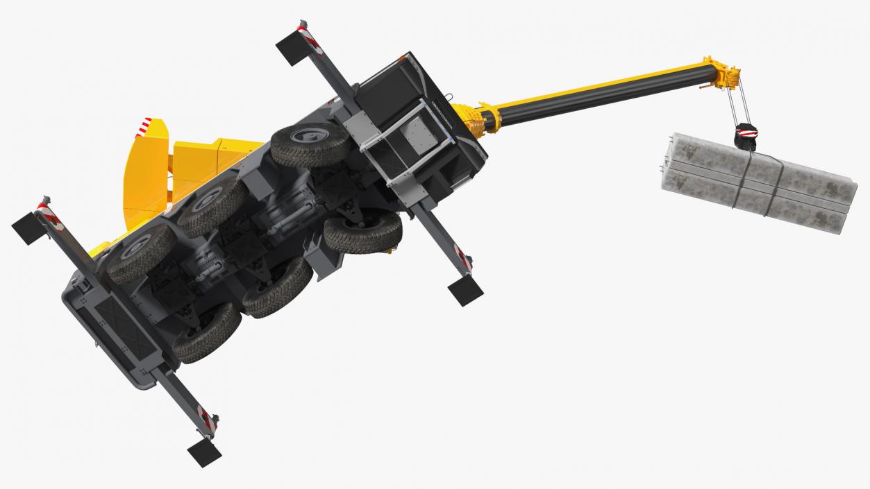 Mobile Crane Liebherr with Concrete Barriers 3D model