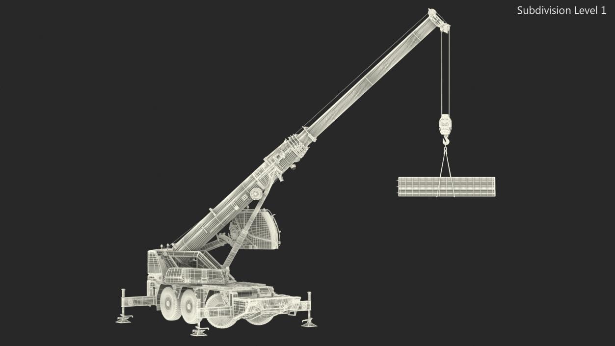 Mobile Crane Liebherr with Concrete Barriers 3D model