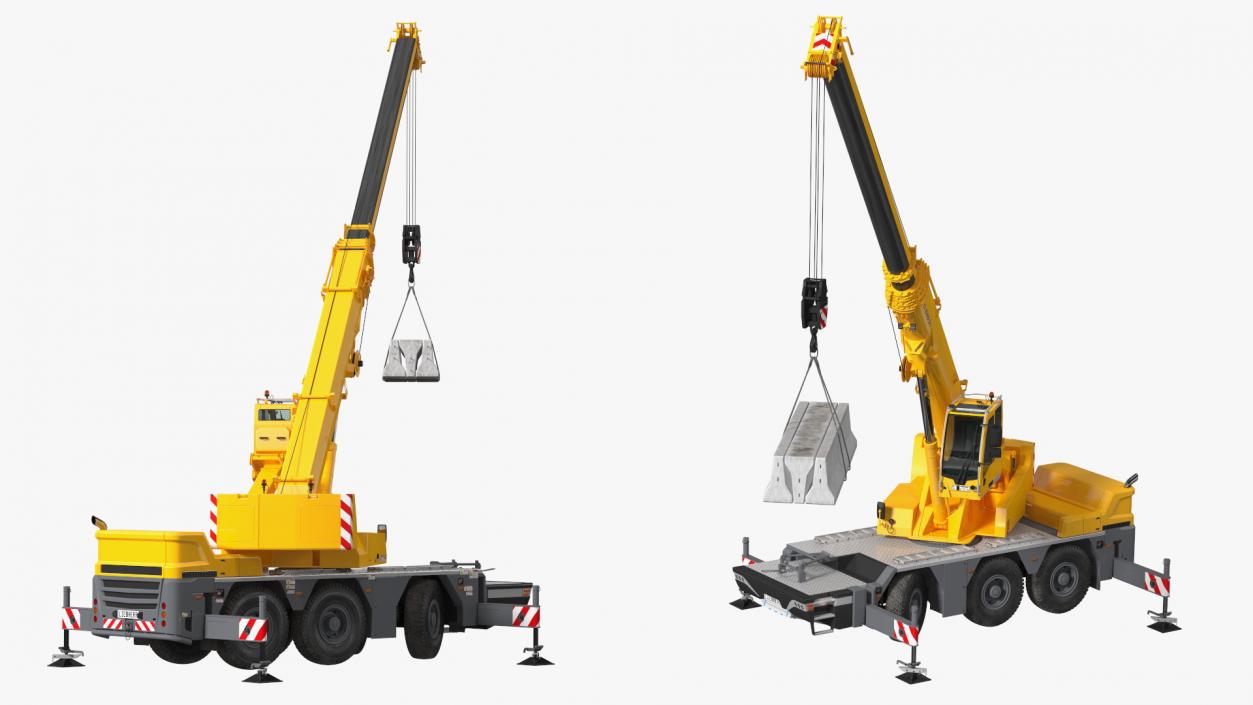 Mobile Crane Liebherr with Concrete Barriers 3D model