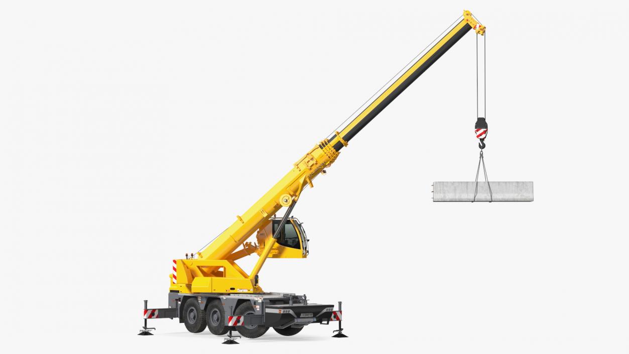 Mobile Crane Liebherr with Concrete Barriers 3D model