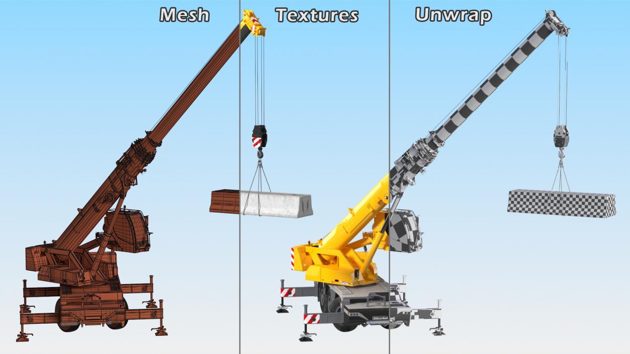 Mobile Crane Liebherr with Concrete Barriers 3D model