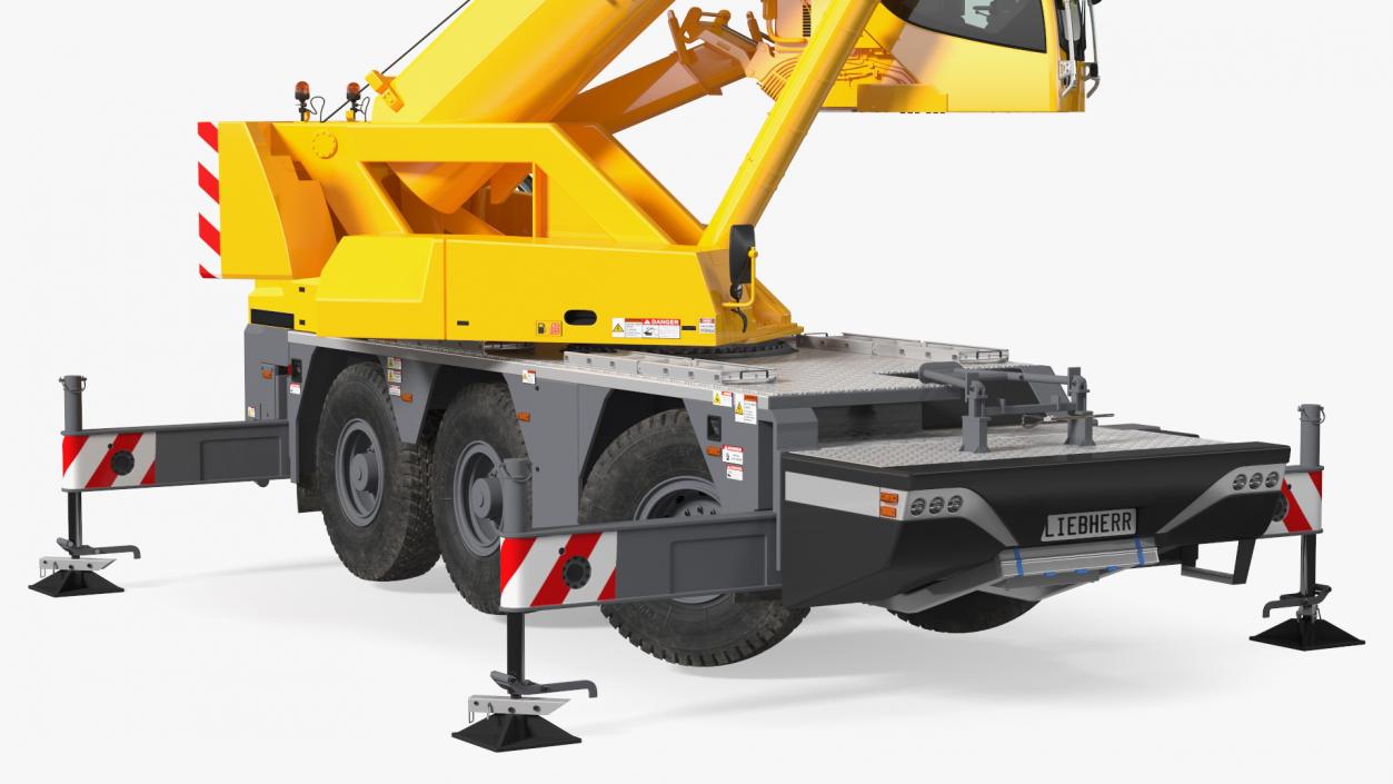 Mobile Crane Liebherr with Concrete Barriers 3D model