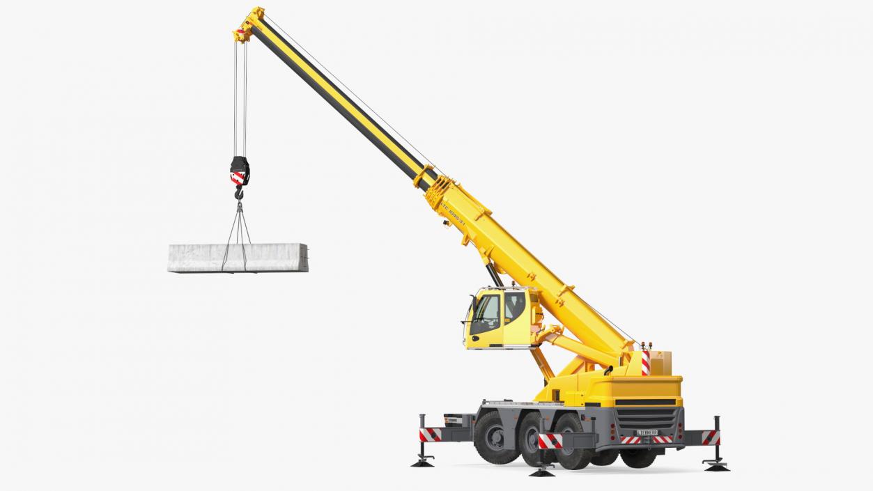 Mobile Crane Liebherr with Concrete Barriers 3D model