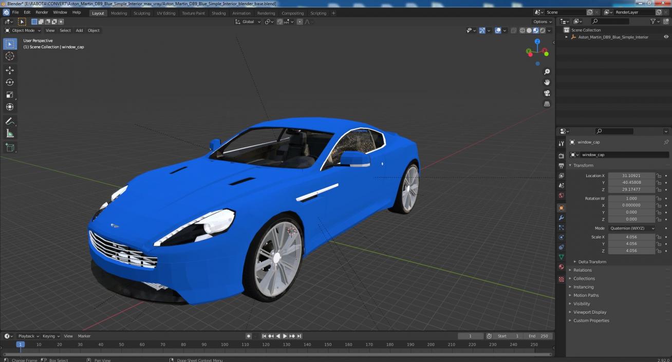 Aston Martin DB9 Blue Simple Interior 3D