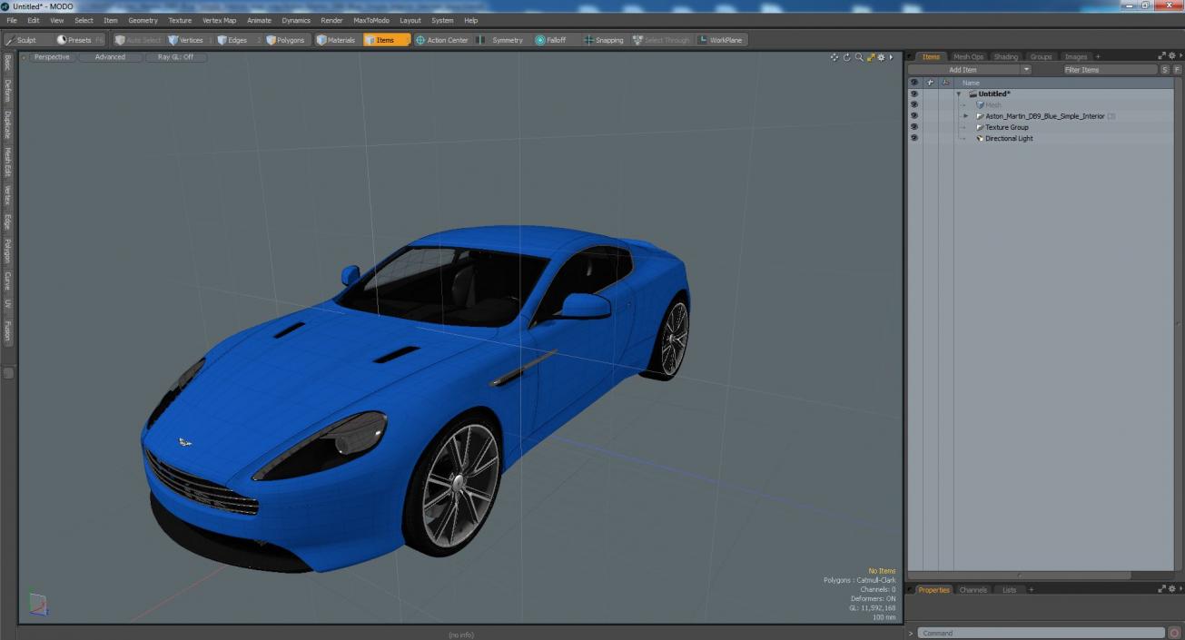 Aston Martin DB9 Blue Simple Interior 3D