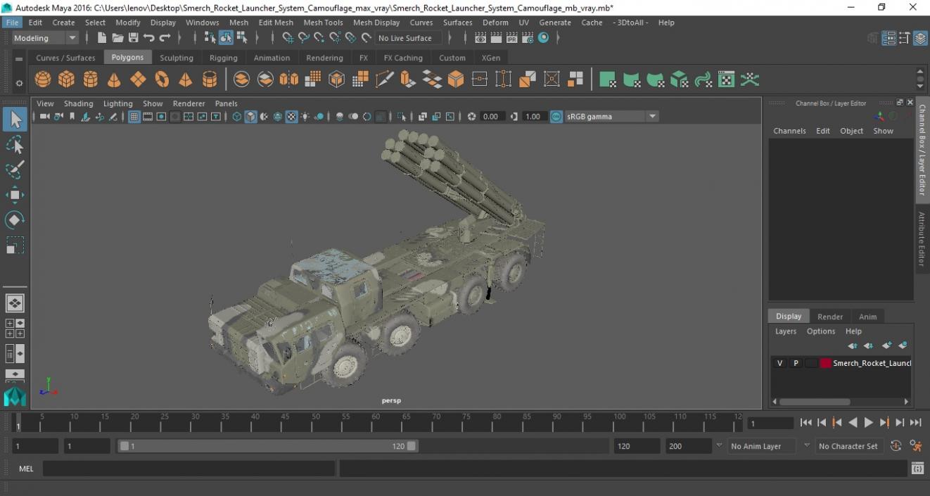 3D model Smerch Rocket Launcher System Camouflage