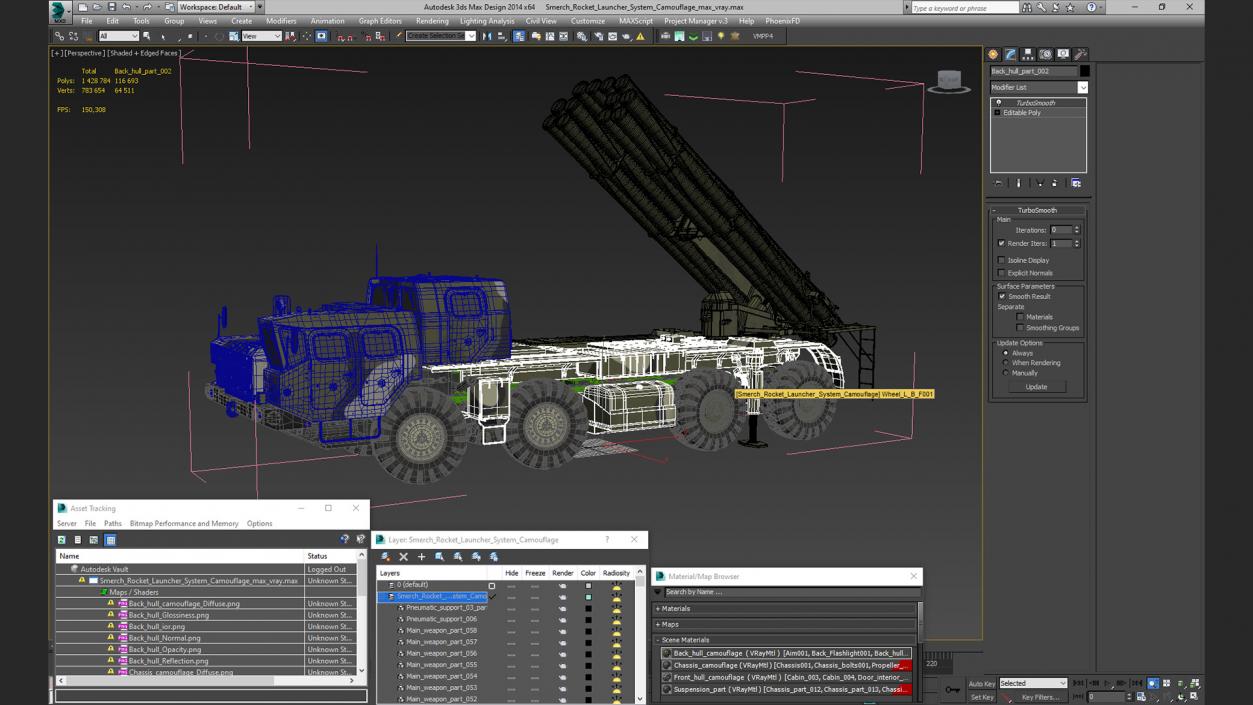 3D model Smerch Rocket Launcher System Camouflage