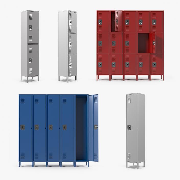 Steel Lockers Collection 3D model