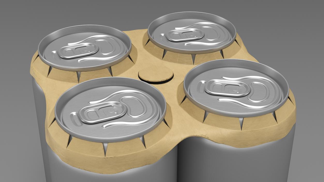 3D Small Can Cardboard Holder 4 Pack model