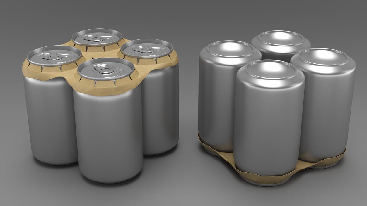 3D Small Can Cardboard Holder 4 Pack model