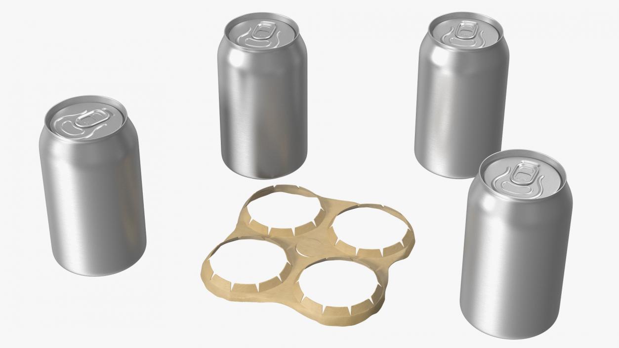 3D Small Can Cardboard Holder 4 Pack model