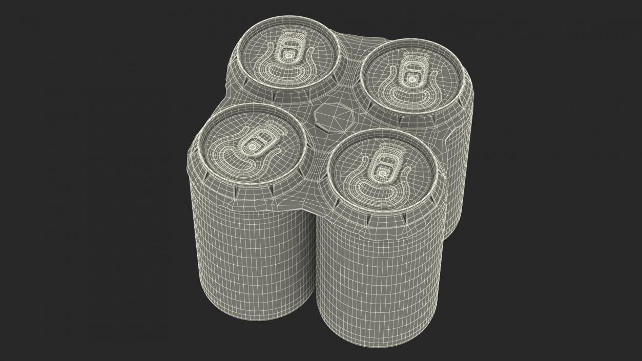 3D Small Can Cardboard Holder 4 Pack model