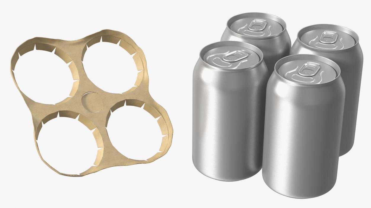 3D Small Can Cardboard Holder 4 Pack model