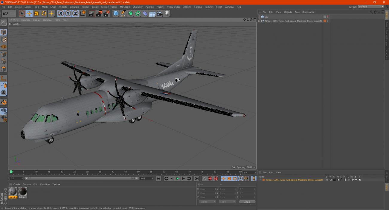 3D Airbus C295 Twin Turboprop Maritime Patrol Aircraft