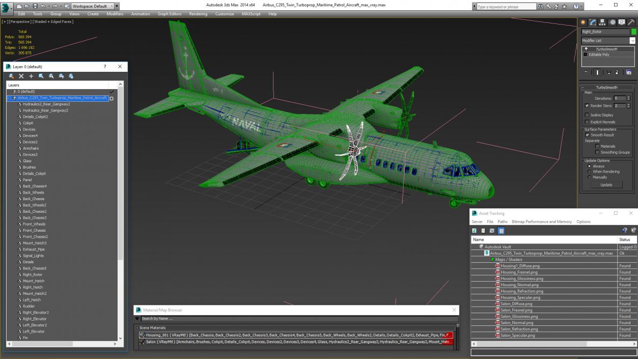 3D Airbus C295 Twin Turboprop Maritime Patrol Aircraft