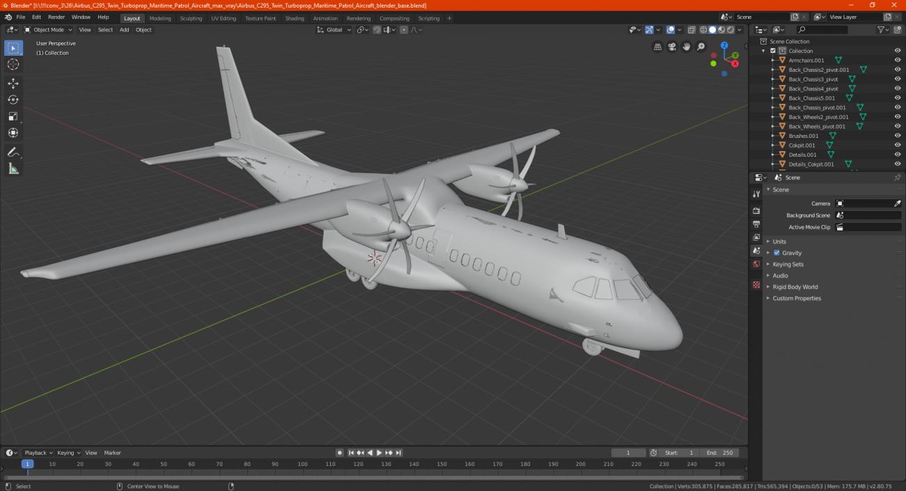 3D Airbus C295 Twin Turboprop Maritime Patrol Aircraft