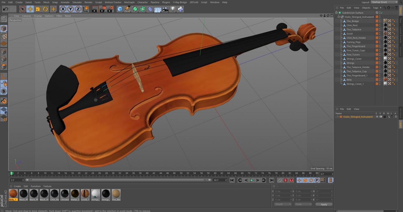 3D Violin Stringed Instrument