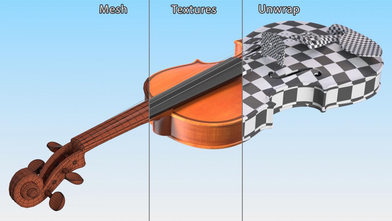 3D Violin Stringed Instrument