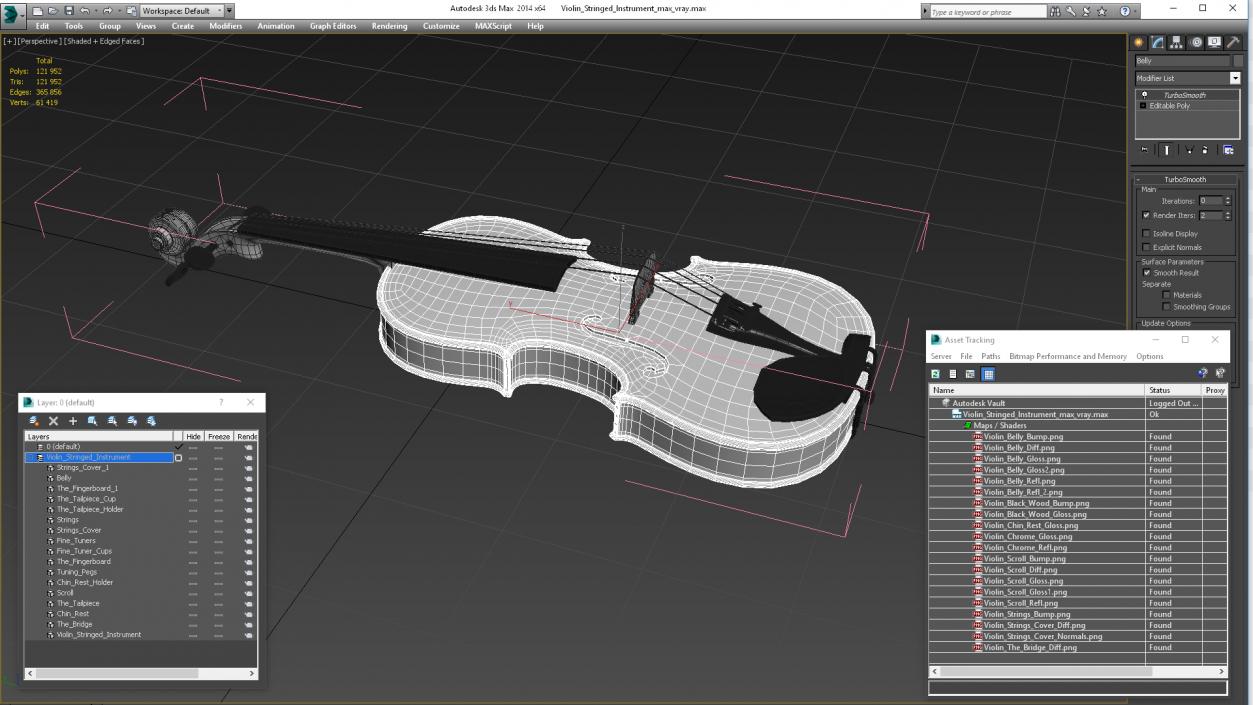 3D Violin Stringed Instrument