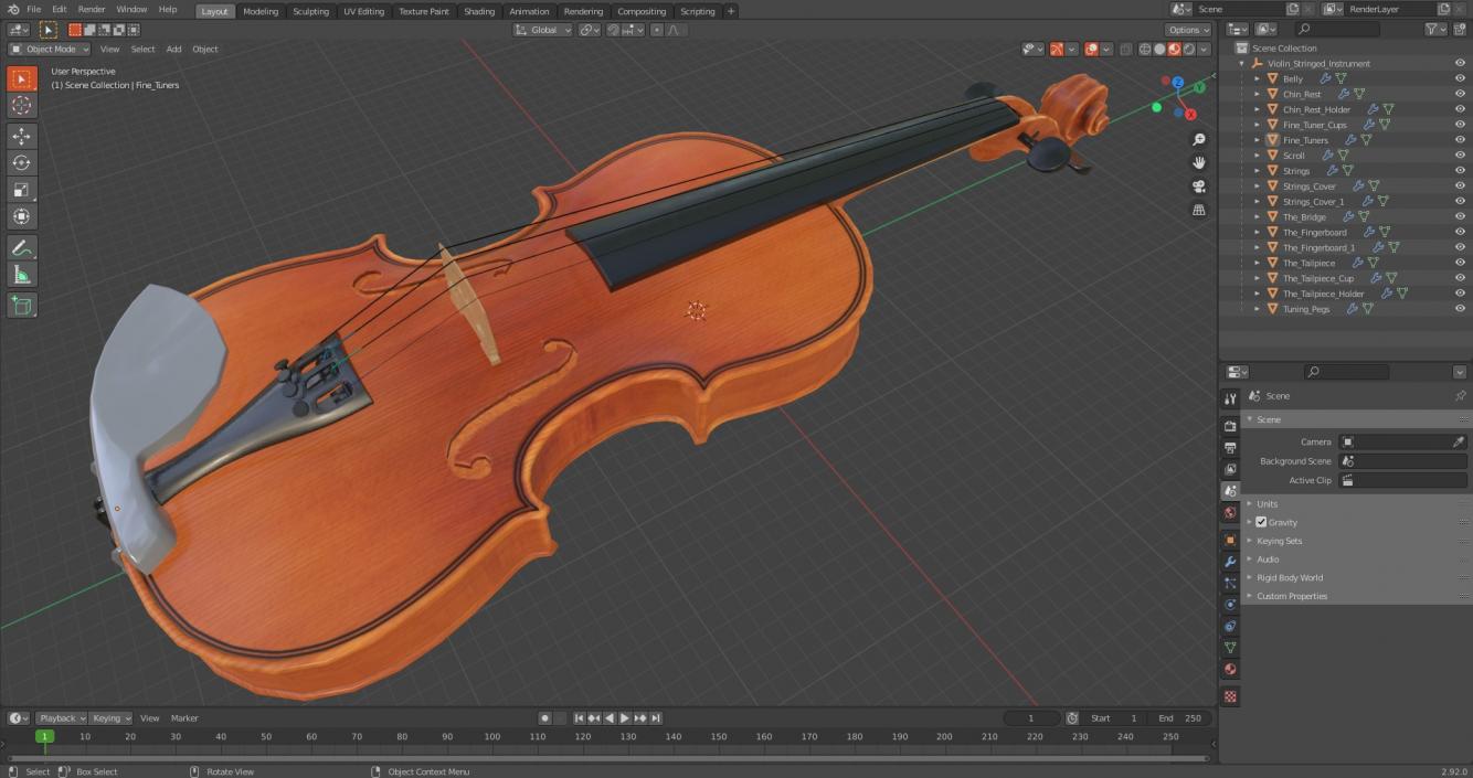 3D Violin Stringed Instrument