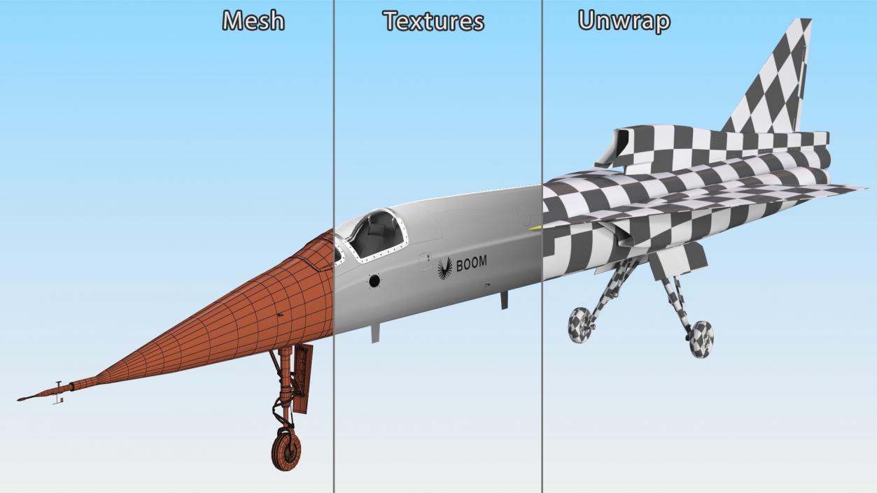 Experimental Supersonic Aircraft Boom XB-1 Rigged 3D model