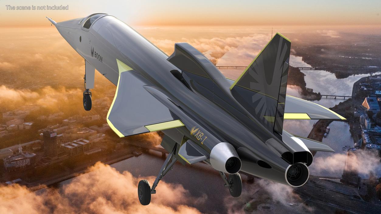 Experimental Supersonic Aircraft Boom XB-1 Rigged 3D model