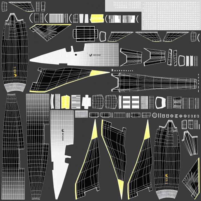 Experimental Supersonic Aircraft Boom XB-1 Rigged 3D model