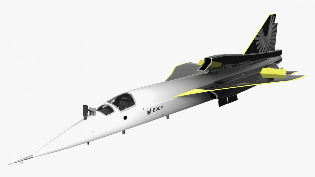 Experimental Supersonic Aircraft Boom XB-1 Rigged 3D model