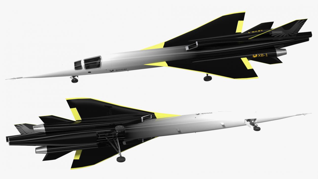 Experimental Supersonic Aircraft Boom XB-1 Rigged 3D model