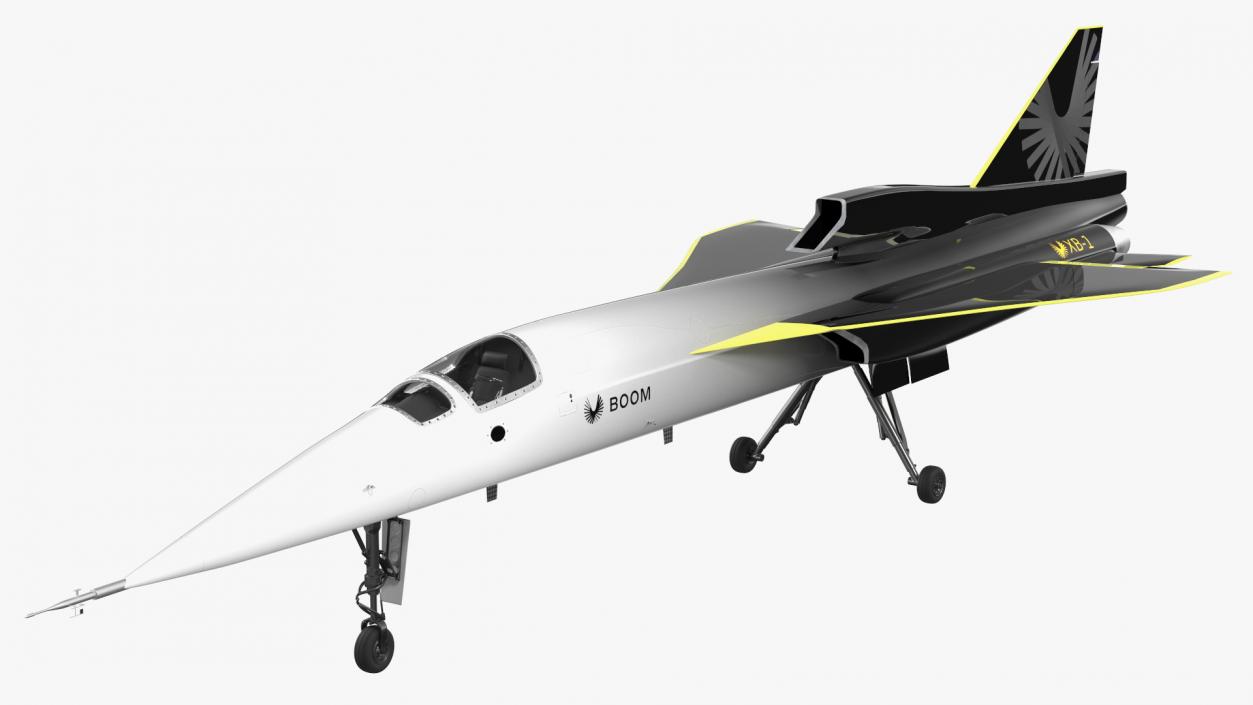 Experimental Supersonic Aircraft Boom XB-1 Rigged 3D model