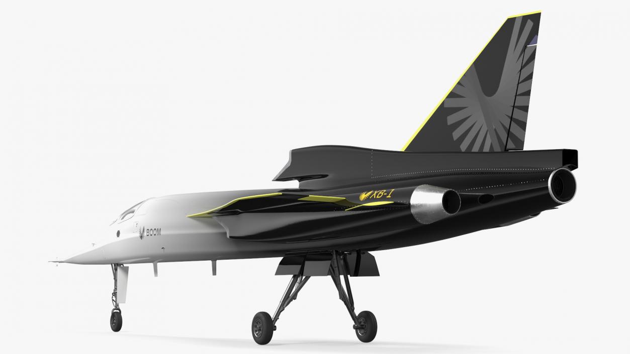 Experimental Supersonic Aircraft Boom XB-1 Rigged 3D model