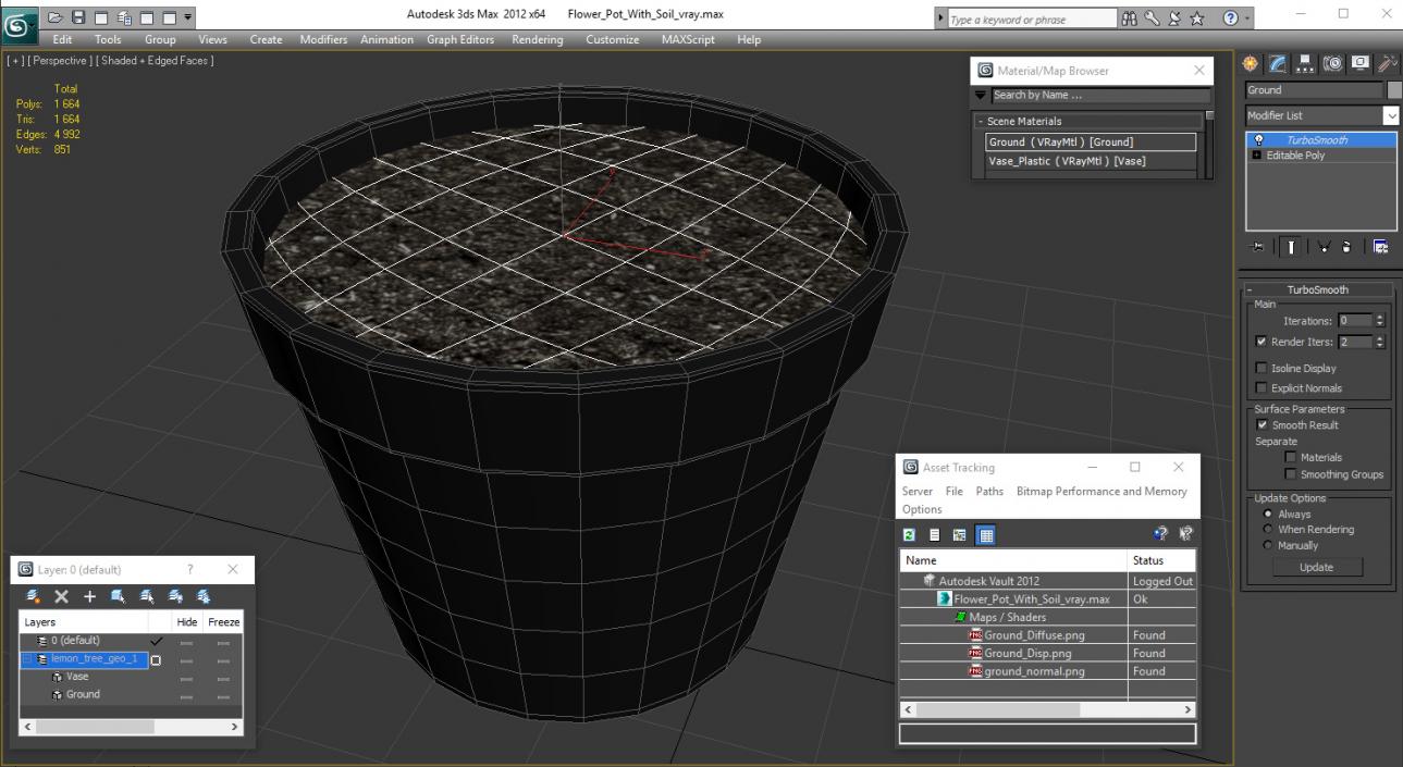 3D model Flower Pot With Soil